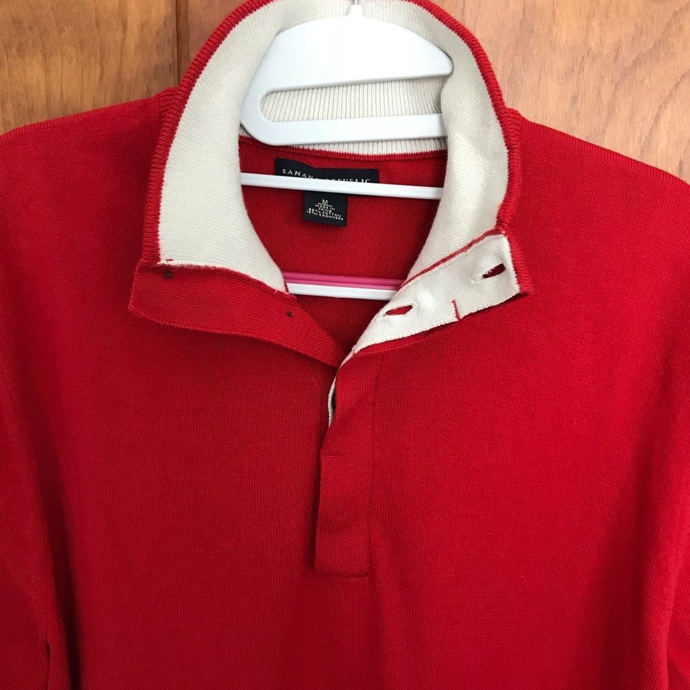 Vintage Banana Republic Red and Cream Sweater